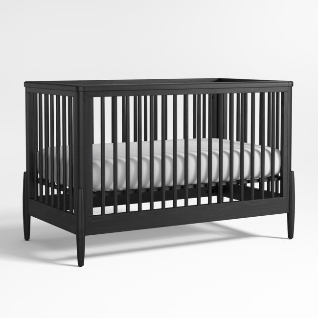 Larkin Black Metal Convertible Baby Crib - Crate & Kids