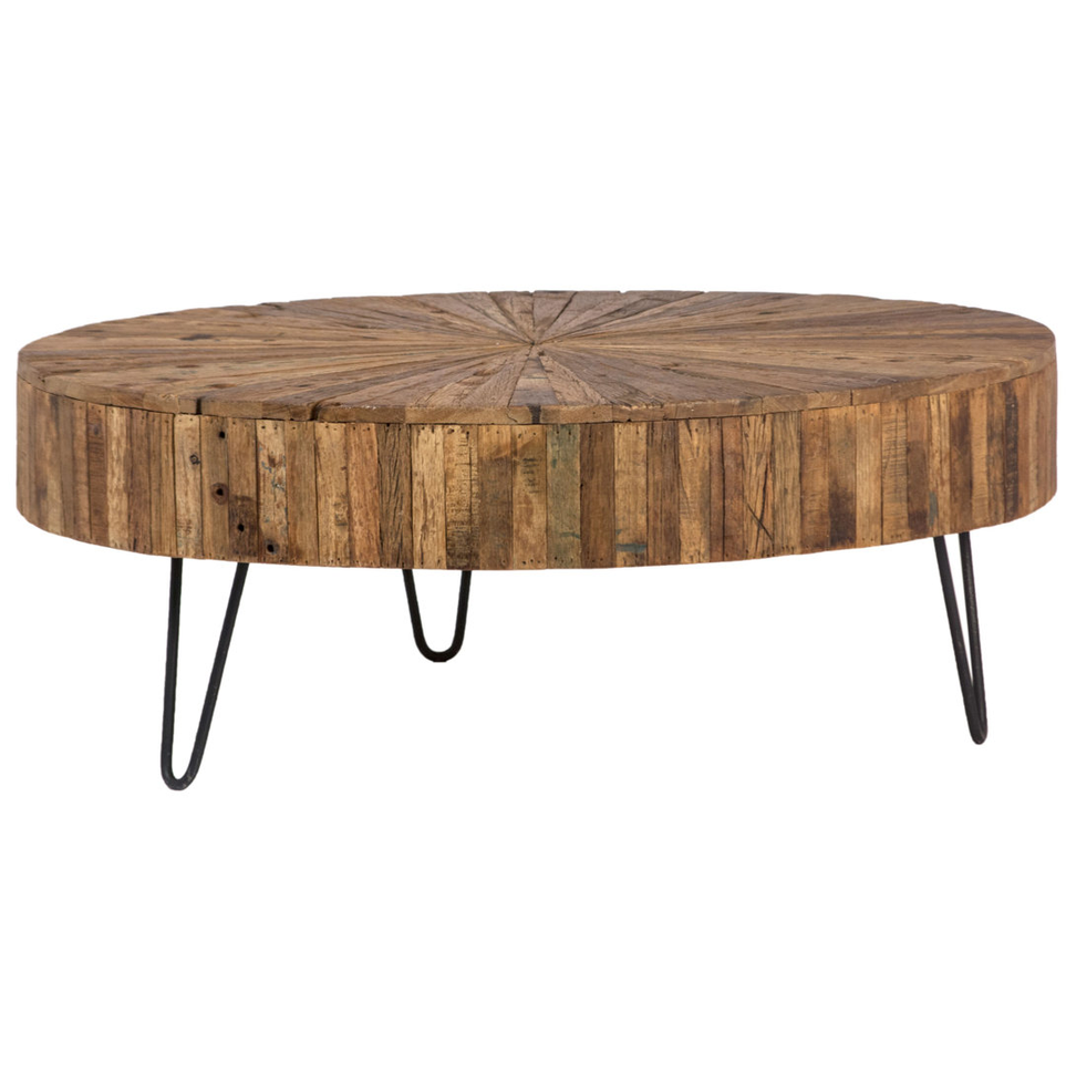 Beliveau solid wood drum coffee table 2025