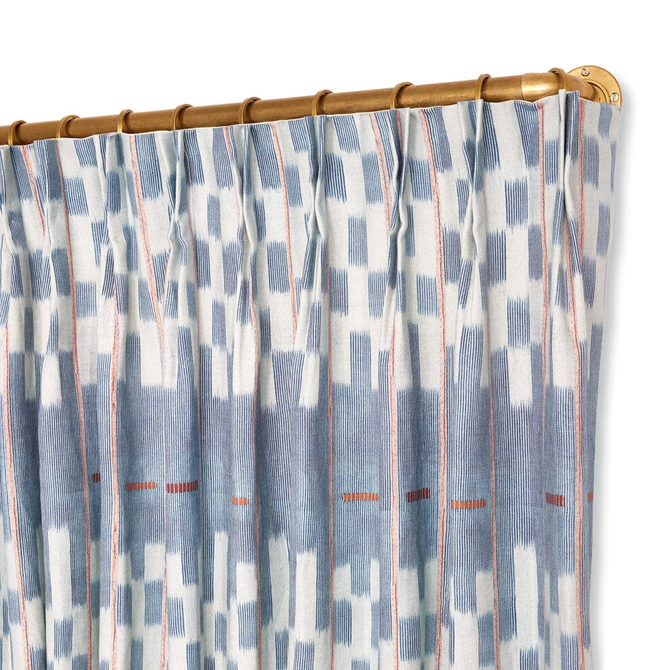 Save up to 20%+ 3 optionsSt. FrankChambray Lattice Baule French Pleat Curtain by St. Frank | Blue | 108" Panel | Cotton$995 Discount Applied in CartBuy More, Save More Up To 20%
