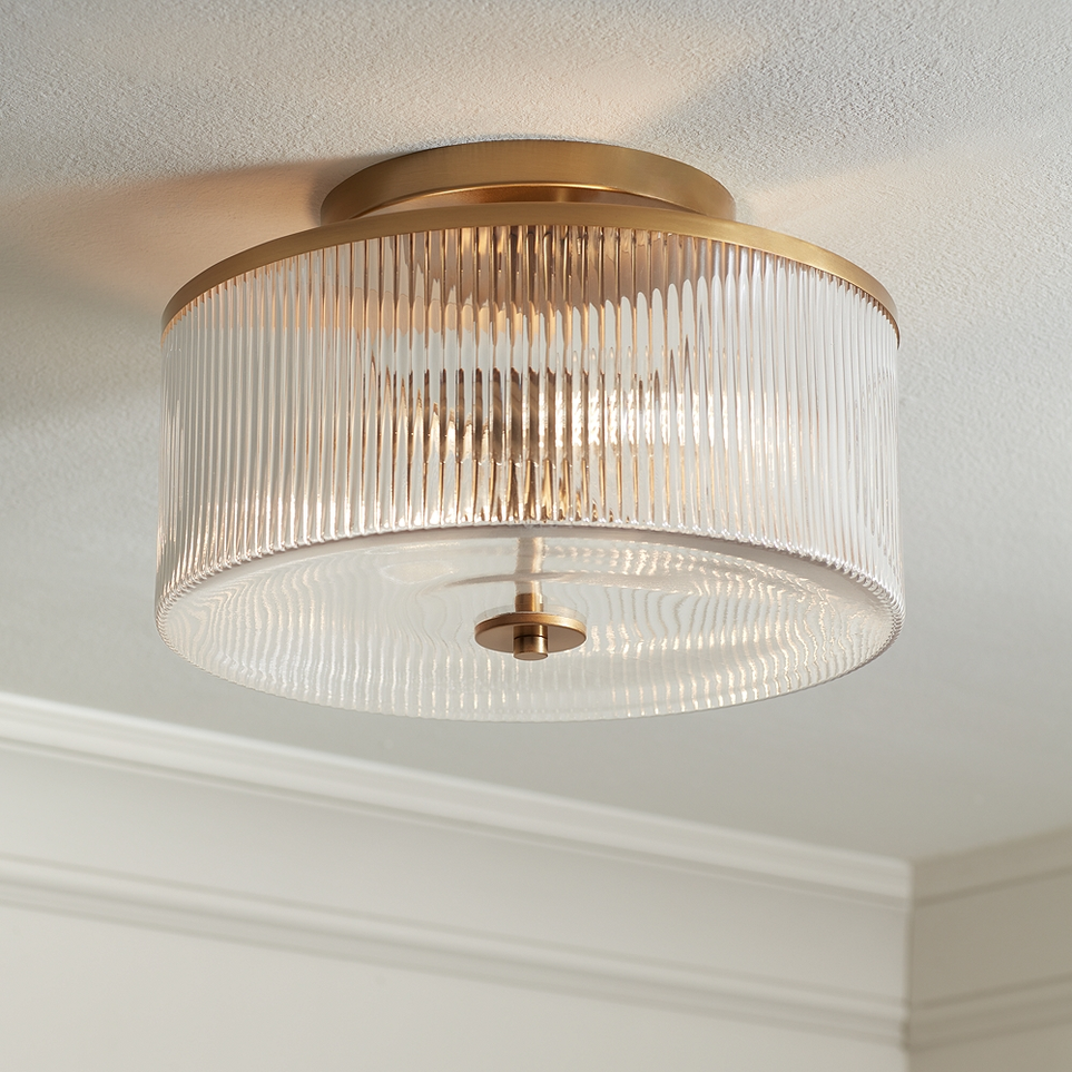 Striae ribbed glass pendant light outlet