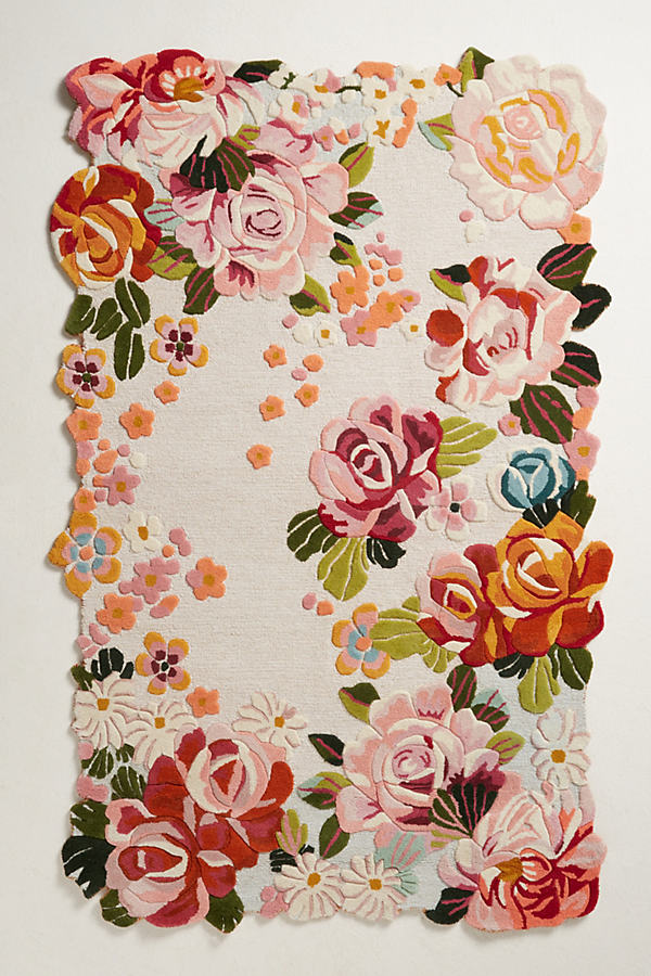アンソロポロジー新品Tufted Jardin Rug 花柄ラグ 61×91cm Tufted Jardin Rug - Anthropologie | Havenly