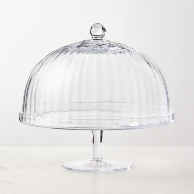 wood cake cake stand with dome crate and barrel