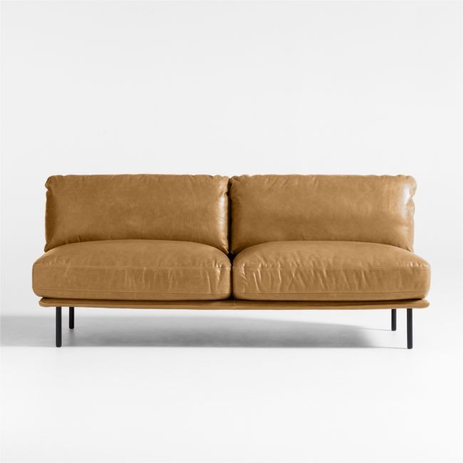 Wells Leather Right-Arm Sofa Sectional Piece Crate and Barrel