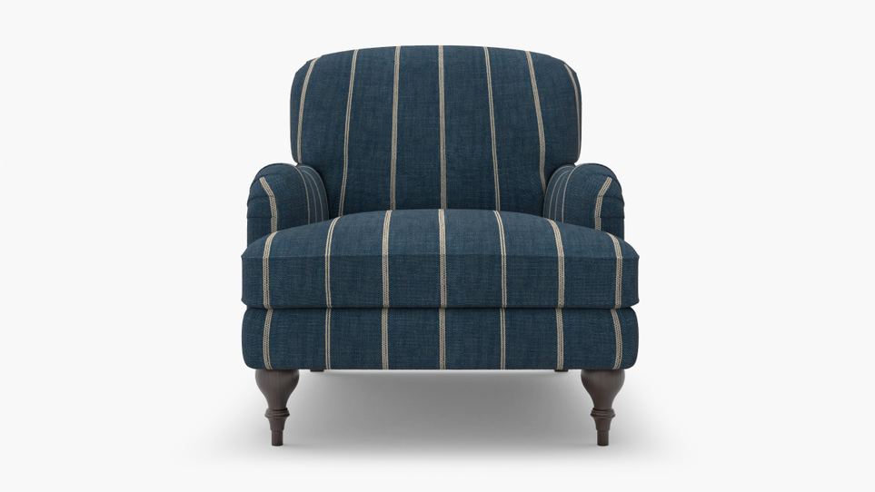25% OFFThe InsideEnglish Roll Arm Chair, Indigo Felix, Espresso Turned Wood Leg$1,089 $816.75Limited Time Offer | Price as Marked