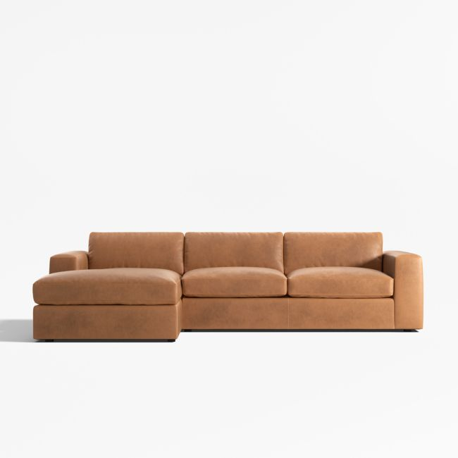 Imbu 4-Piece L-Shaped Amber Orange Velvet Sectional Sofa CB2