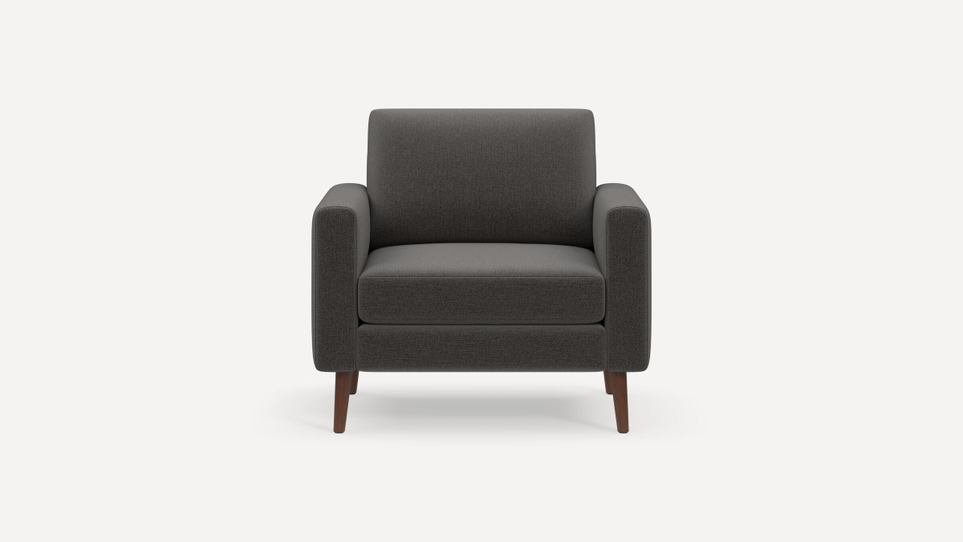 Nomad Armchair Moss Green Performance Basketweave Walnut