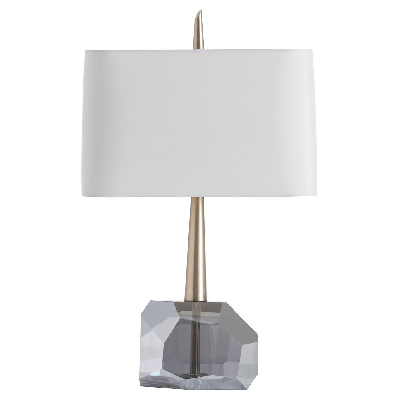 Isabelle Modern Classic Rectangular Grey Shade Smoked Crystal Table Lamp