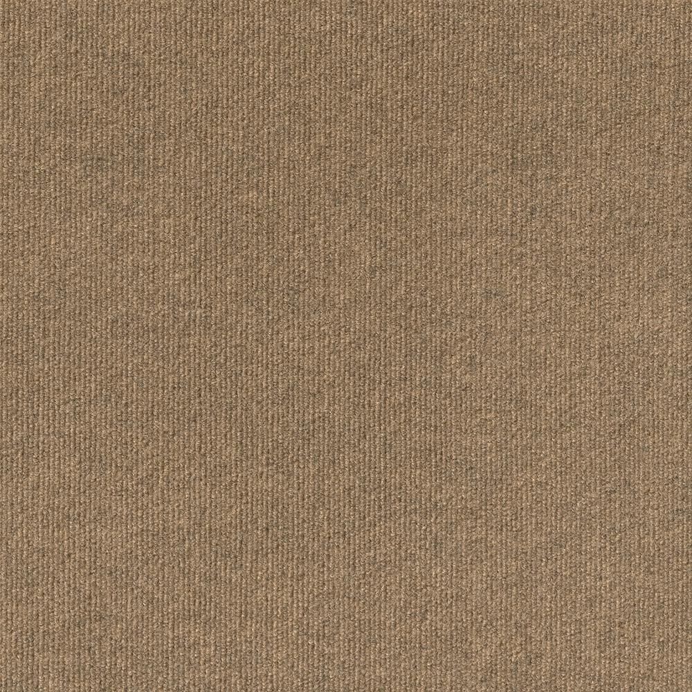 Foss Premium Self-Stick Design Smart Chestnut Rib 18 in. x 18 in. Indoor / Outdoor Carpet Tile (10 Tiles/22.5 sq. ft. / case), Brown/Ribbed