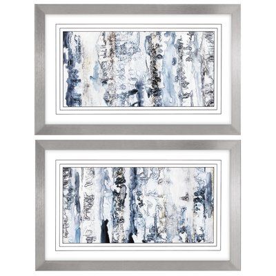 'Neutral Strata' 2 Piece Framed Watercolor Painting Print Set