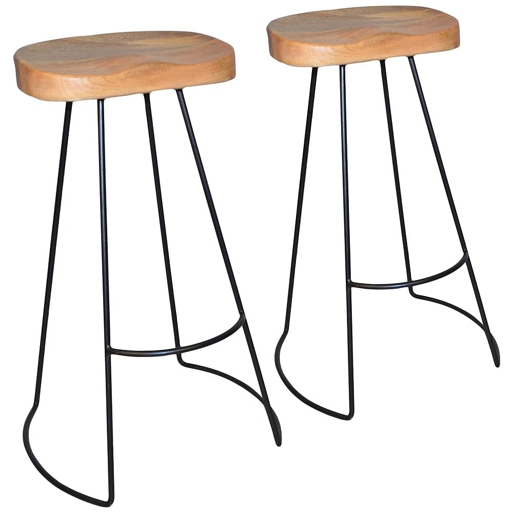 Saga 31 Natural Wood Scooped Seat Bar Stools Set Of 2 Style 68x97 Lamps Plus Havenly Saga 31 Natural Wood Scooped Seat Bar, Lamps Plus Counter Stools