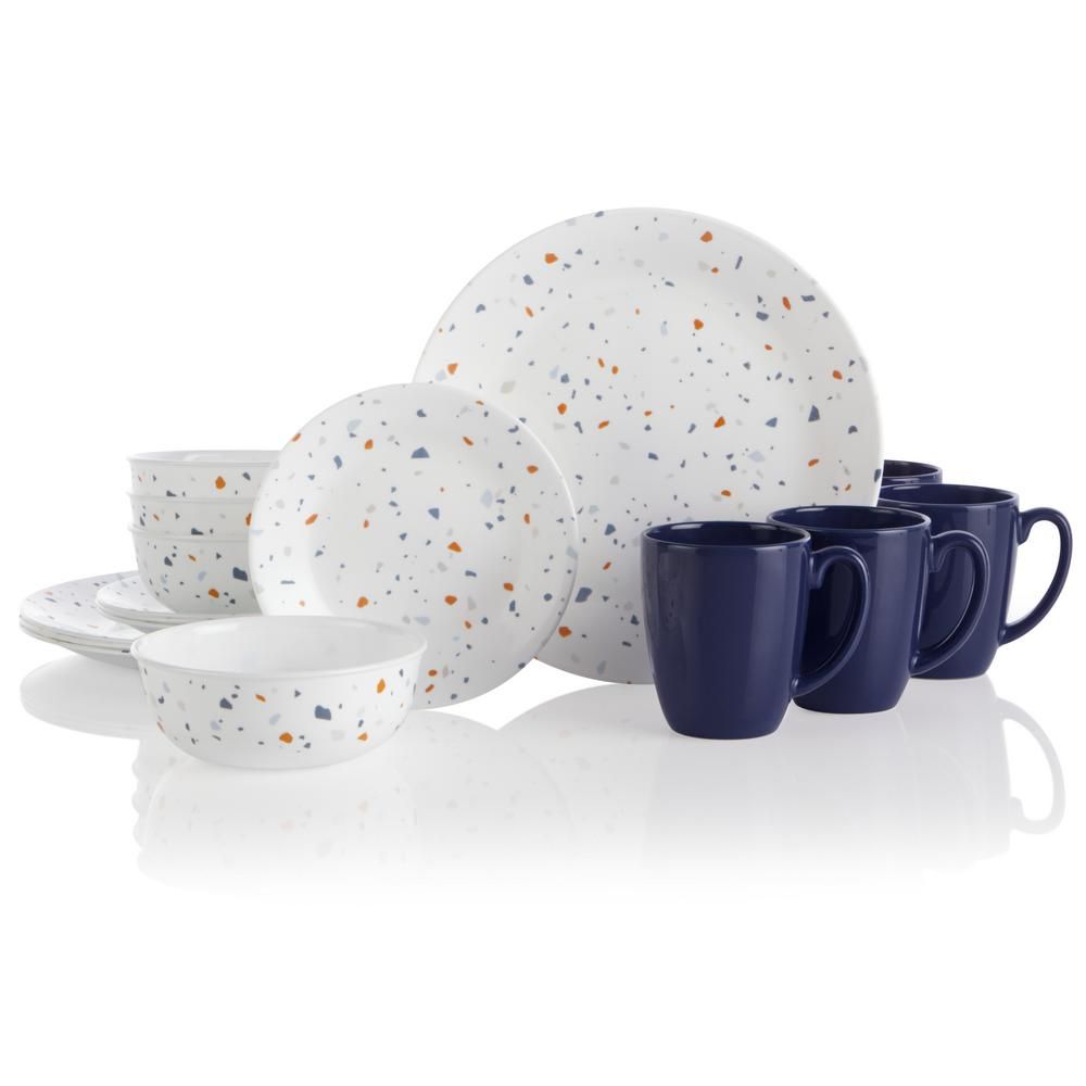 Corelle 16Piece Terrazzo Glass Dinnerware Set Home Depot Havenly