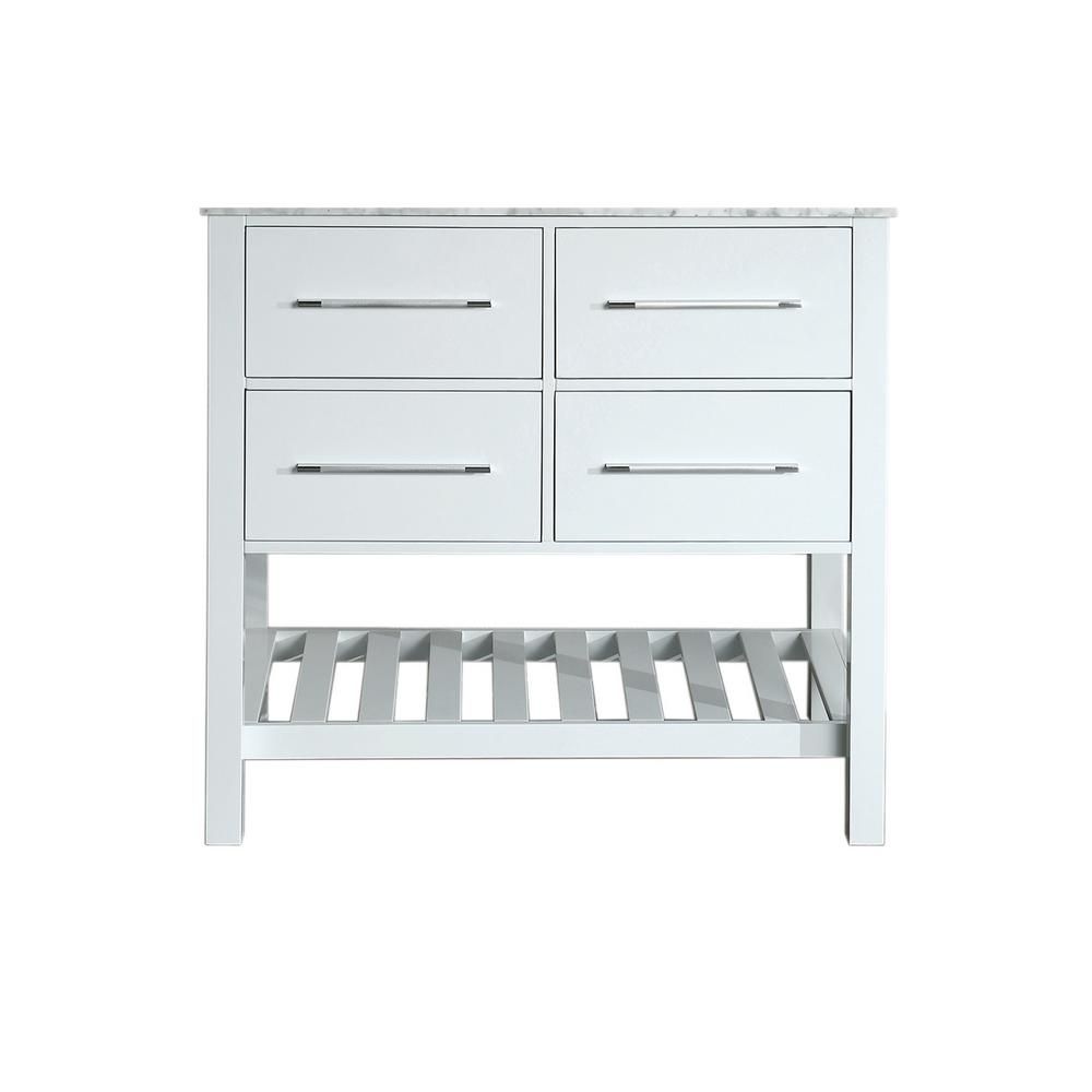 Mercury Import Bosconi 35 in. Main Cabinet Only in White with Matte/Polished Chrome Hardware
