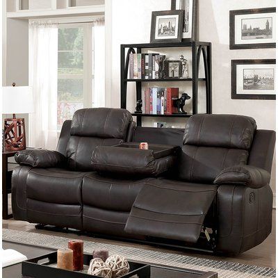 Helfrich Contemporary Sofa Leather Manual Wall Hugger Recliner