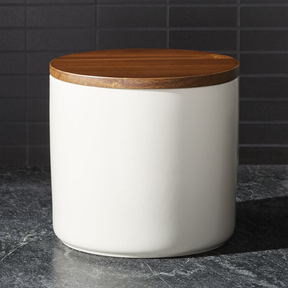 Silo Cream 64 Oz. Wood Lid Canister
