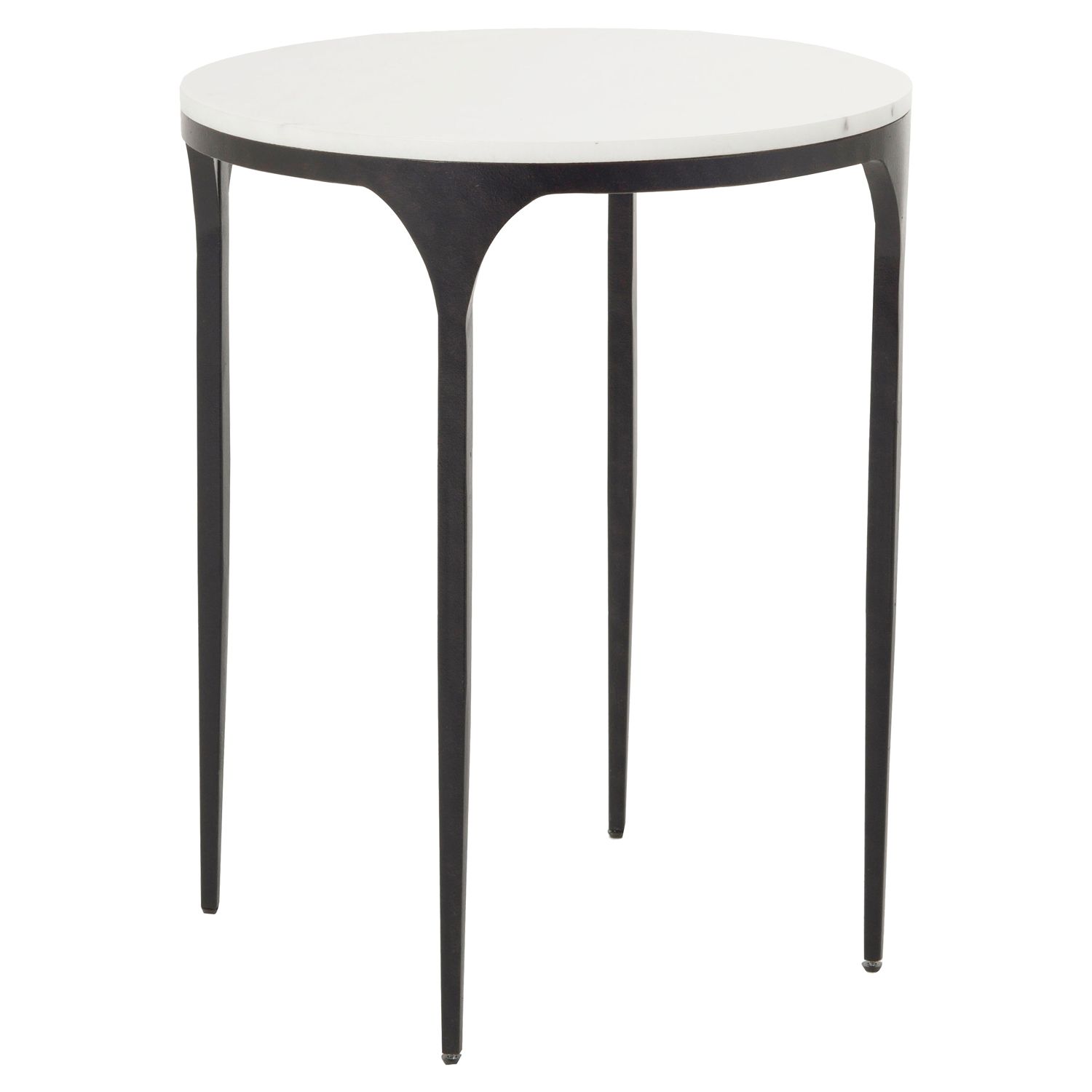 Hadden Modern Classic White Marble Top, 30 Inch High Round Accent Table