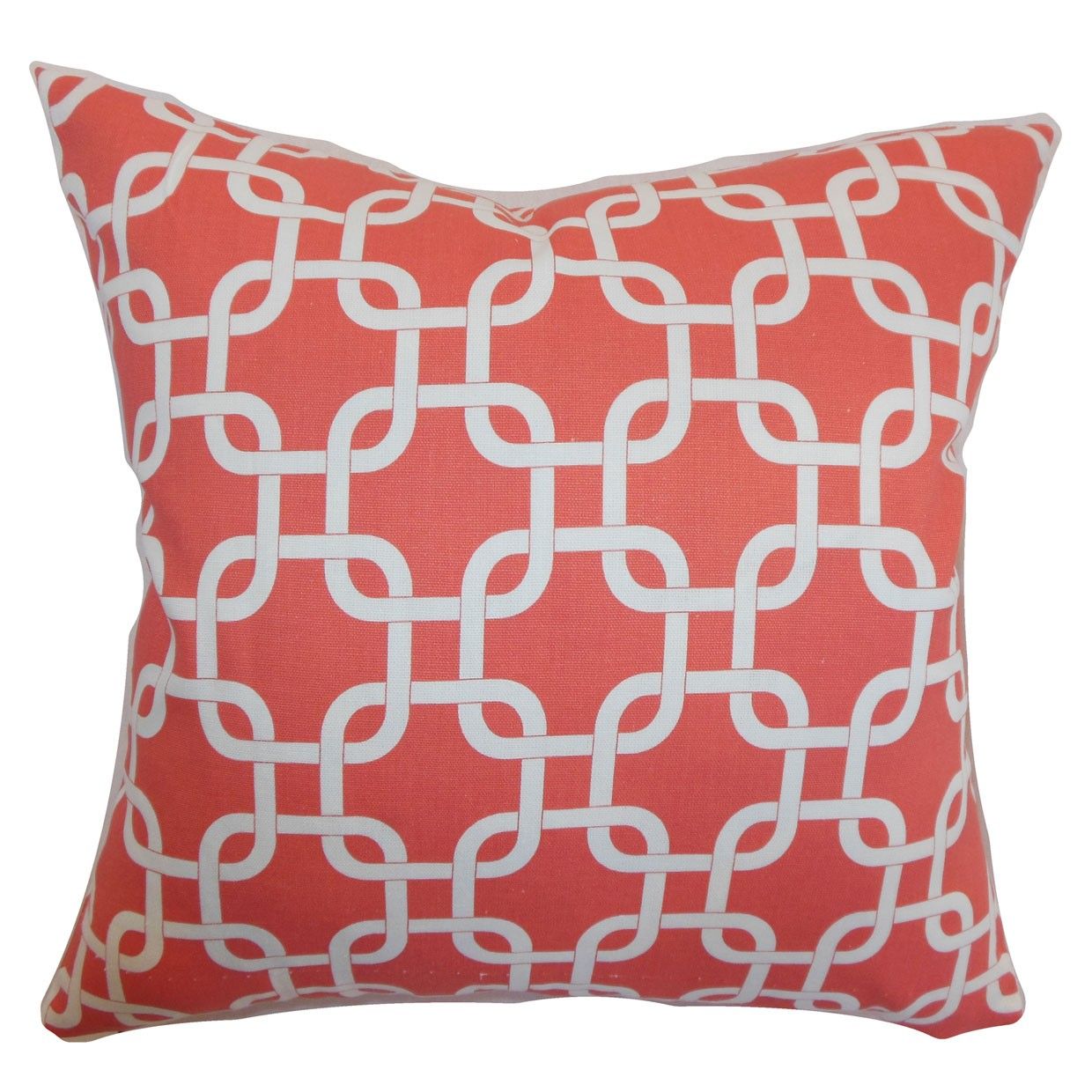 Qishn Geometric Pillow Coral White - 18" x 18", Down insert