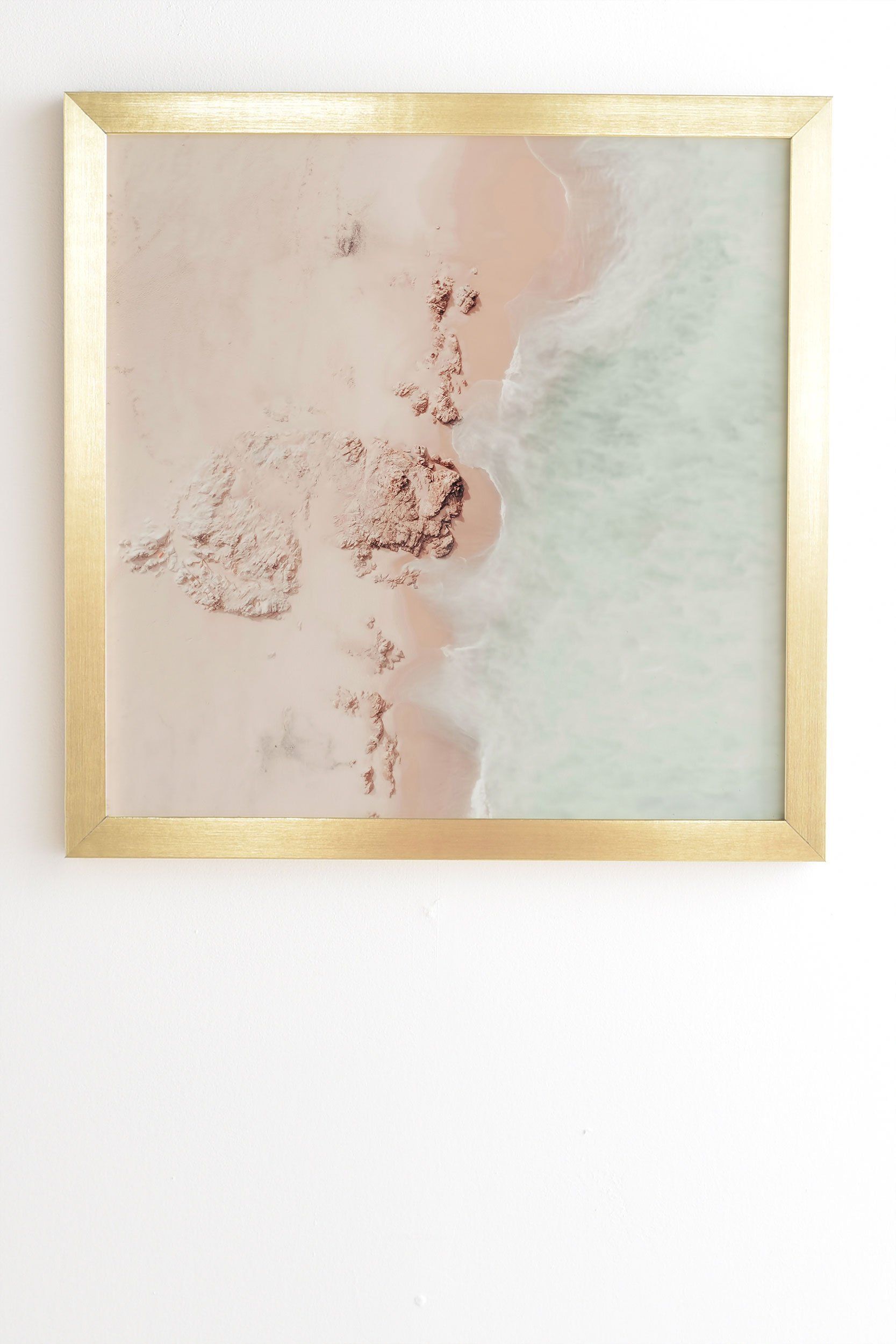 Framed Wall Art Gold, Beach Pink Champagne, 20" x 20"