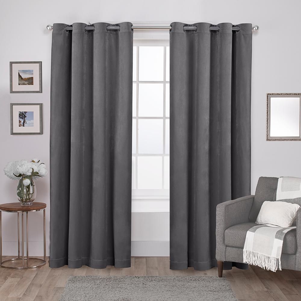 Amalgamated Textiles Velvet Soft Grey Heavyweight Grommet Top Window Curtain