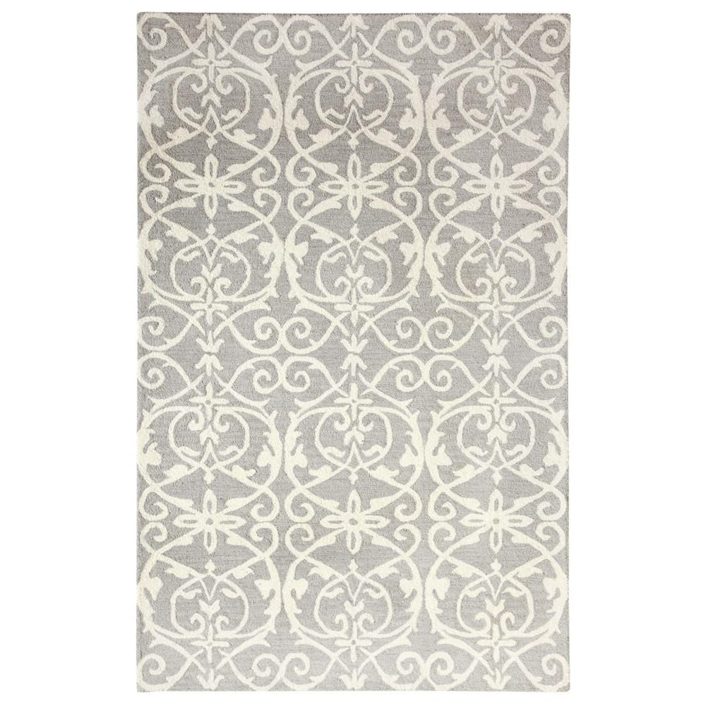 DYNAMIC RUGS HDC GALLERIA 5FT x 8FT SILVER WOOL TRANSITIONAL INDOOR AREA RUG