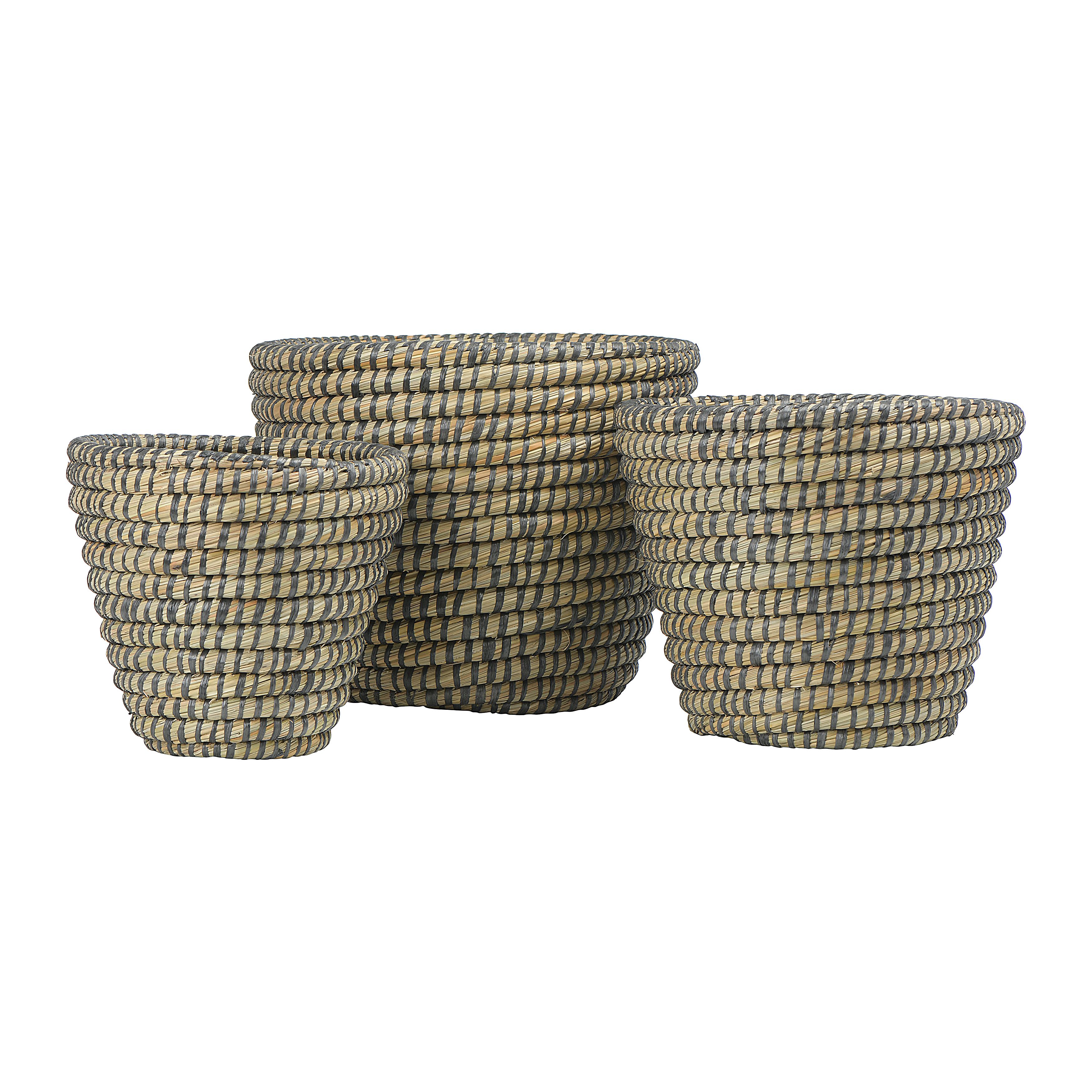 Natural Grass Baskets, Set of 3