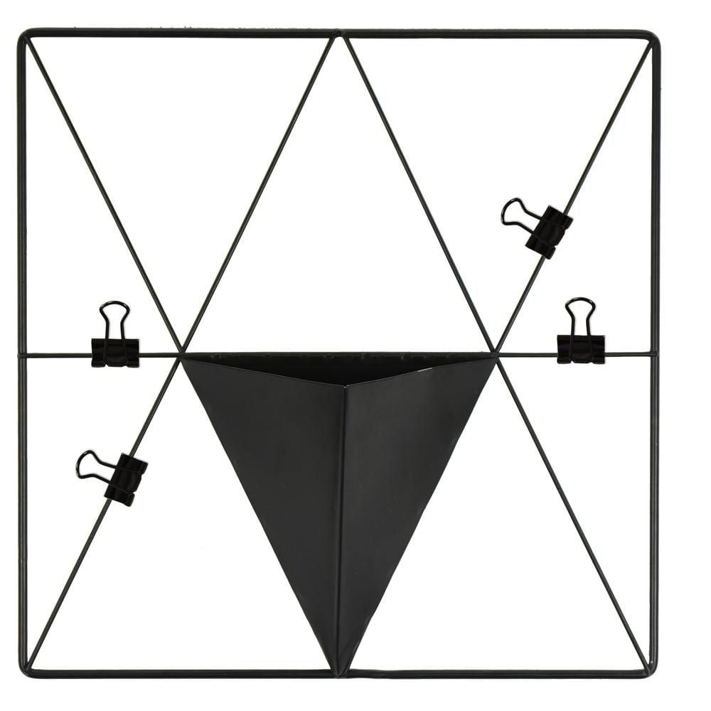 Matte Black Triangle Metal Grid with Pocket Wall Organizer Memo Board