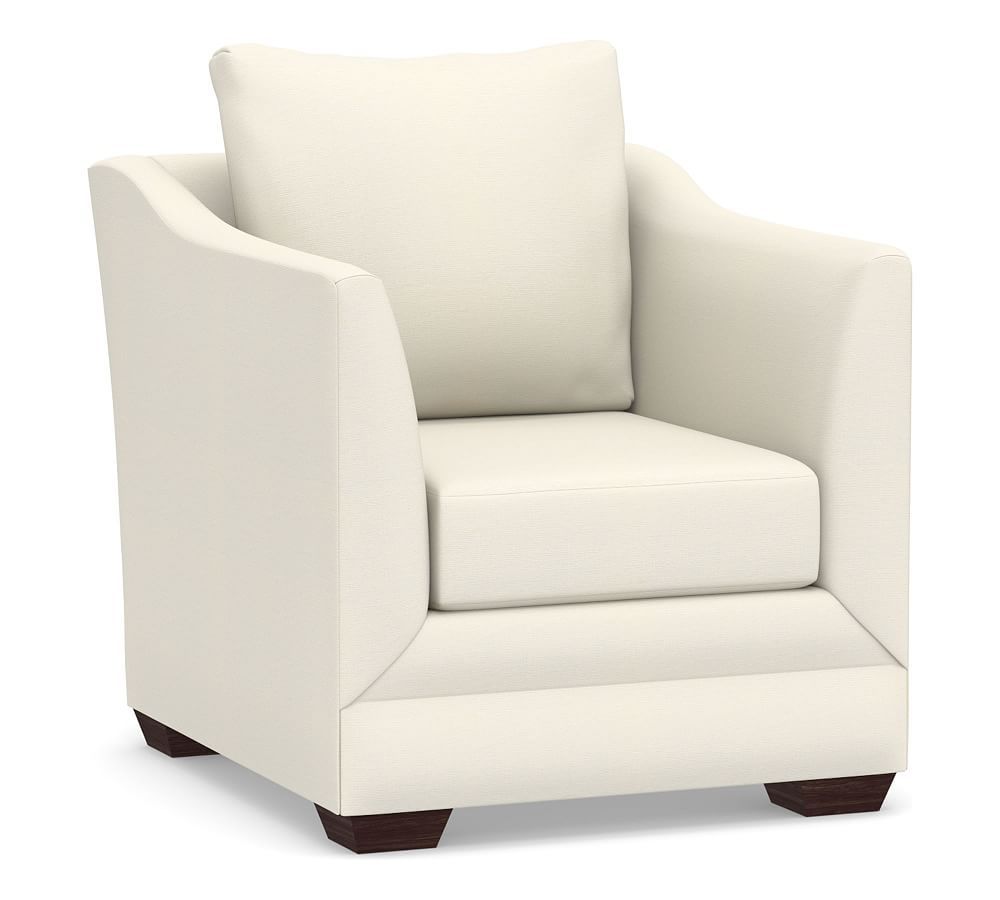Celeste Upholstered Armchair, Polyester Wrapped Cushions, Textured Twill Ivory