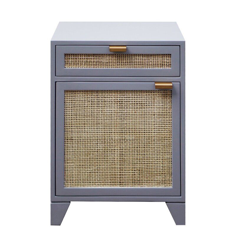 Worlds Away Cane Front 1 Drawer Nightstand Color: Gray
