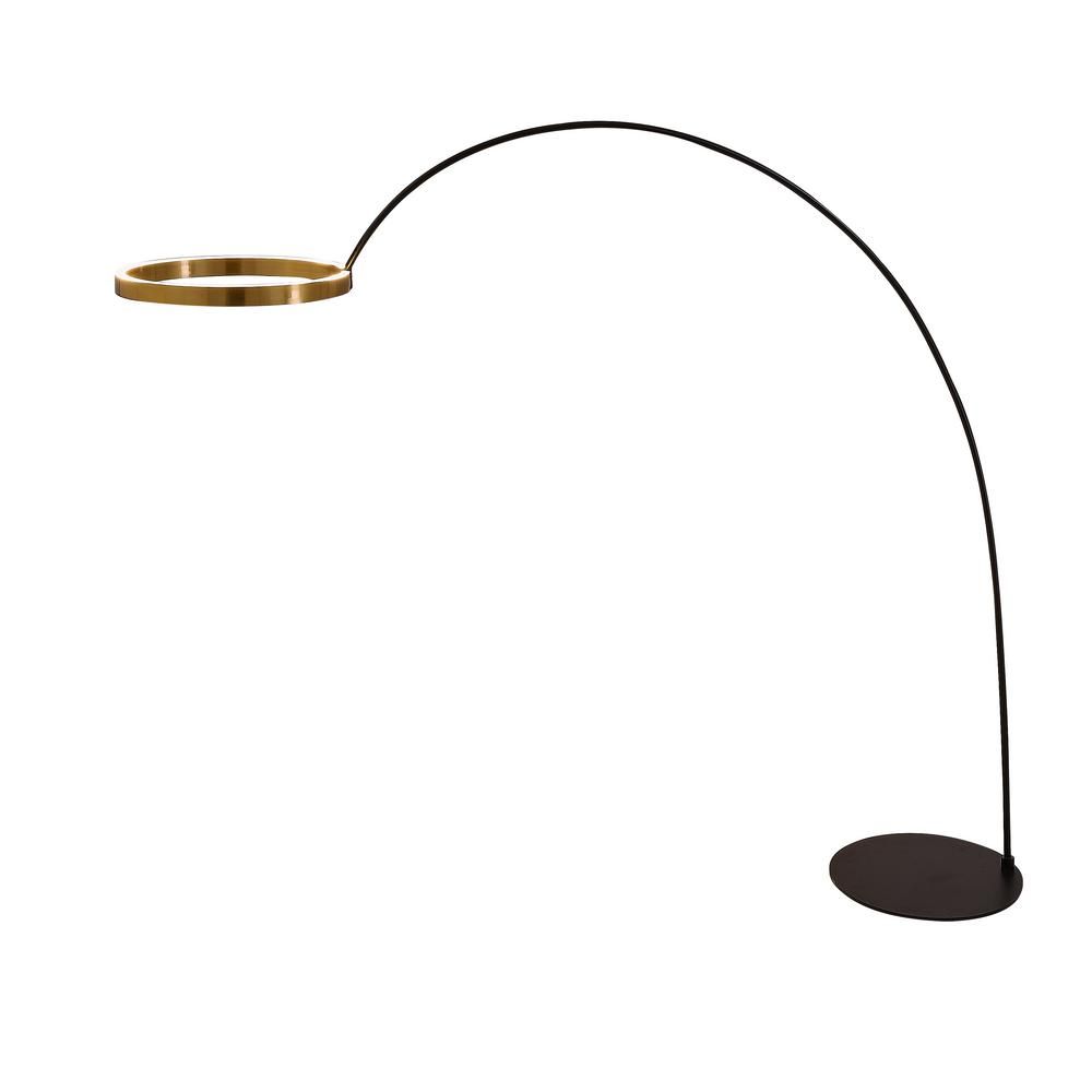 ARTIVA "Ring Of Light"82 in Unique/statement Geometric 60W 2-Light Led Arched Floor Lamp, Antique Satin Brass
