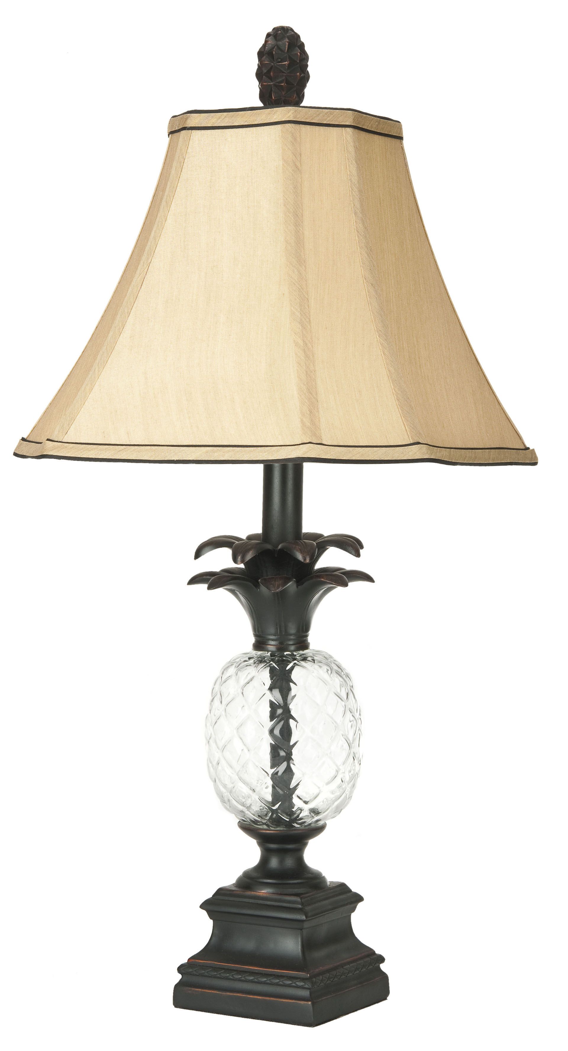 Alanna 24-Inch H Glass Pineapple Table Lamp - Black/Clear - Arlo Home
