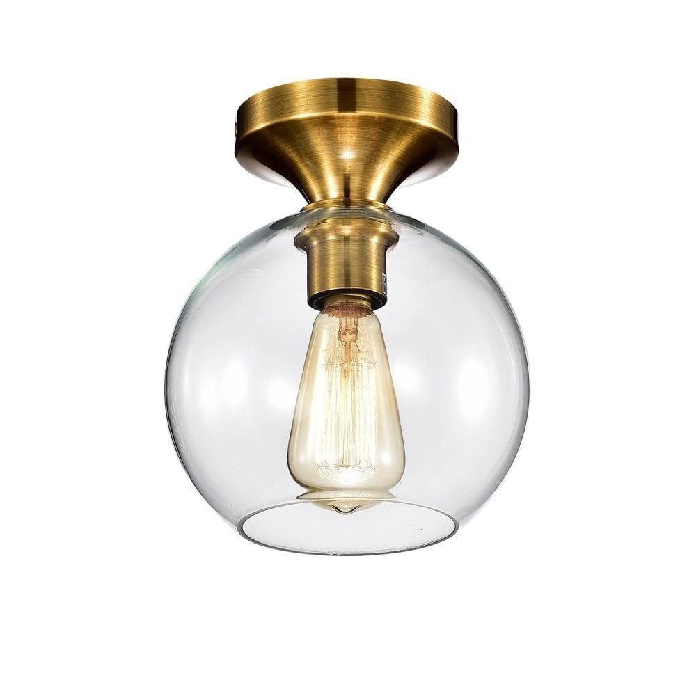 Warehouse of Tiffany Gorden 7.9 in. 1-Light Indoor Gold Flush Mount Chandelier with Light Kit