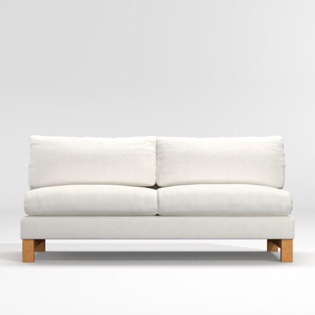 Pacific 2-Seat Armless Sofa wth Wood Legs