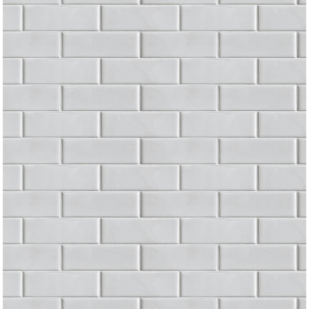 NextWall Off-White Subway Tile Peel and Stick Wallpaper 30.75 sq. ft., NW34000
