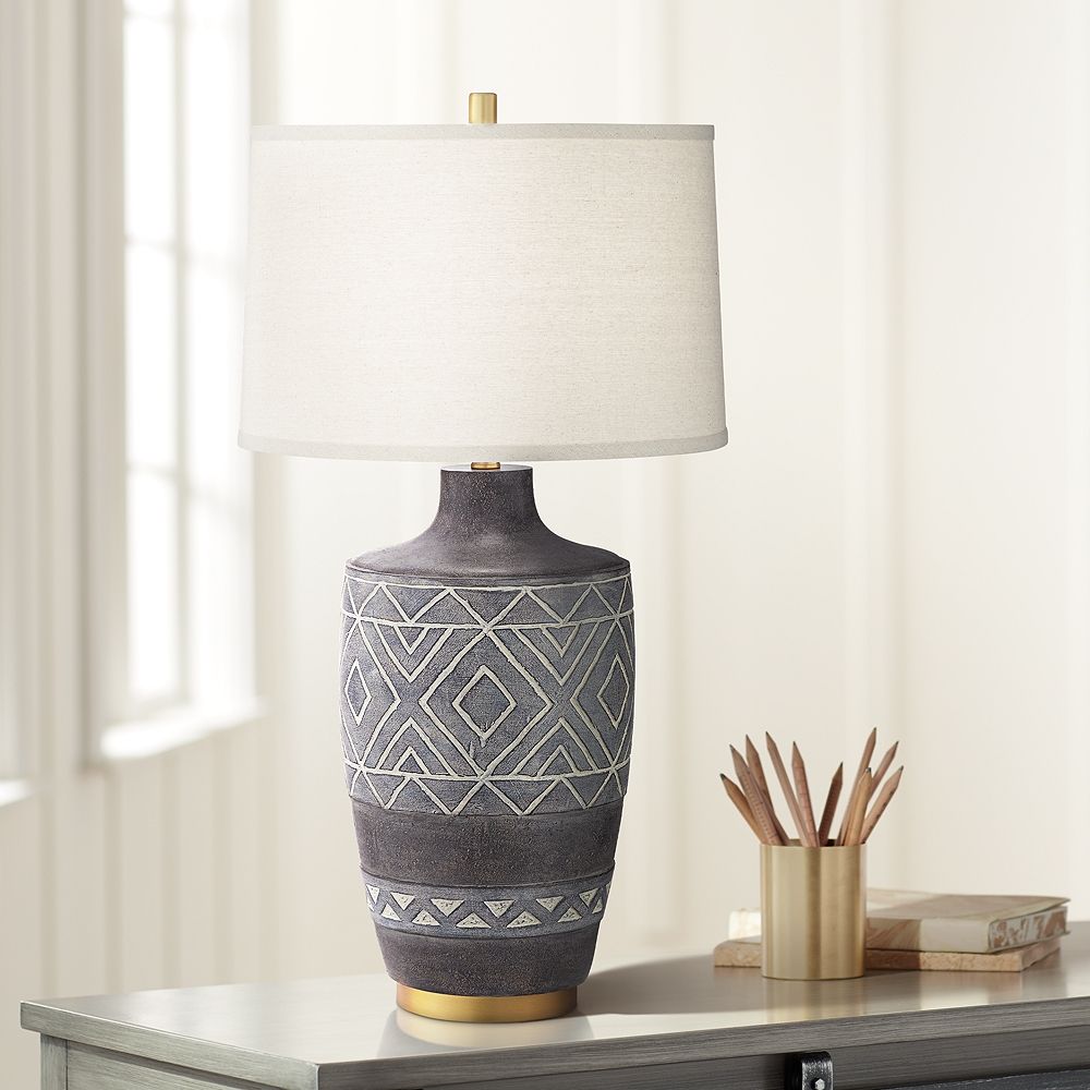 Mesa Black Ethnic Pattern Vase Table Lamp - Style # 77P04