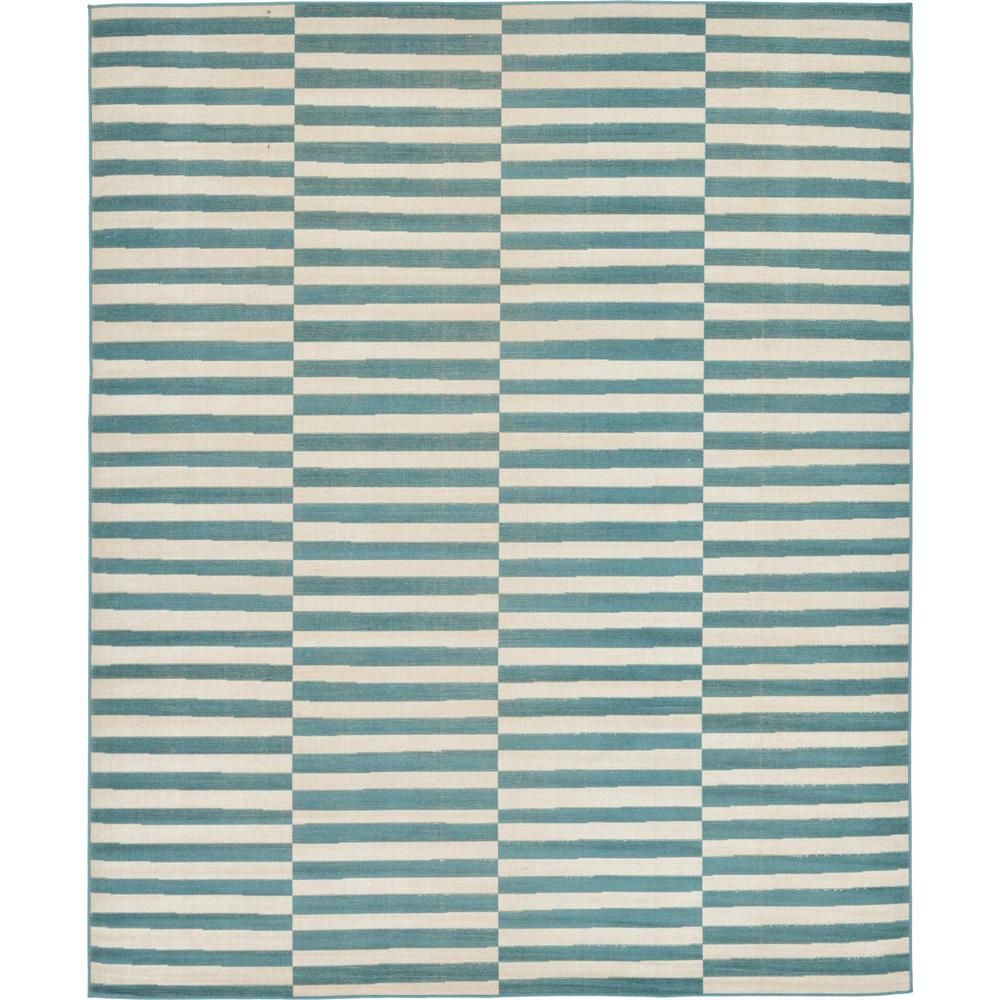 Tribeca Teal (Blue) and Ivory 8 ft. x 10 ft. Area Rug