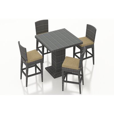 5 Piece Sunbrella Bar Height Dining Set, Wayfair Dining Chair Cushions With Ties