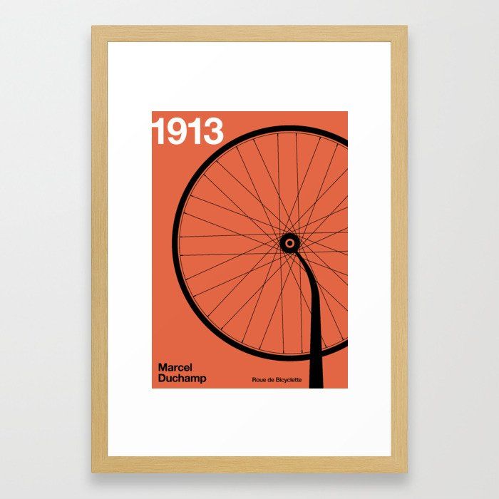 1913 - Roue De Bicyclette - Marcel Duchamp Framed Art Print by Florent Bodart / Speakerine - Conservation Natural - SMALL-15x21