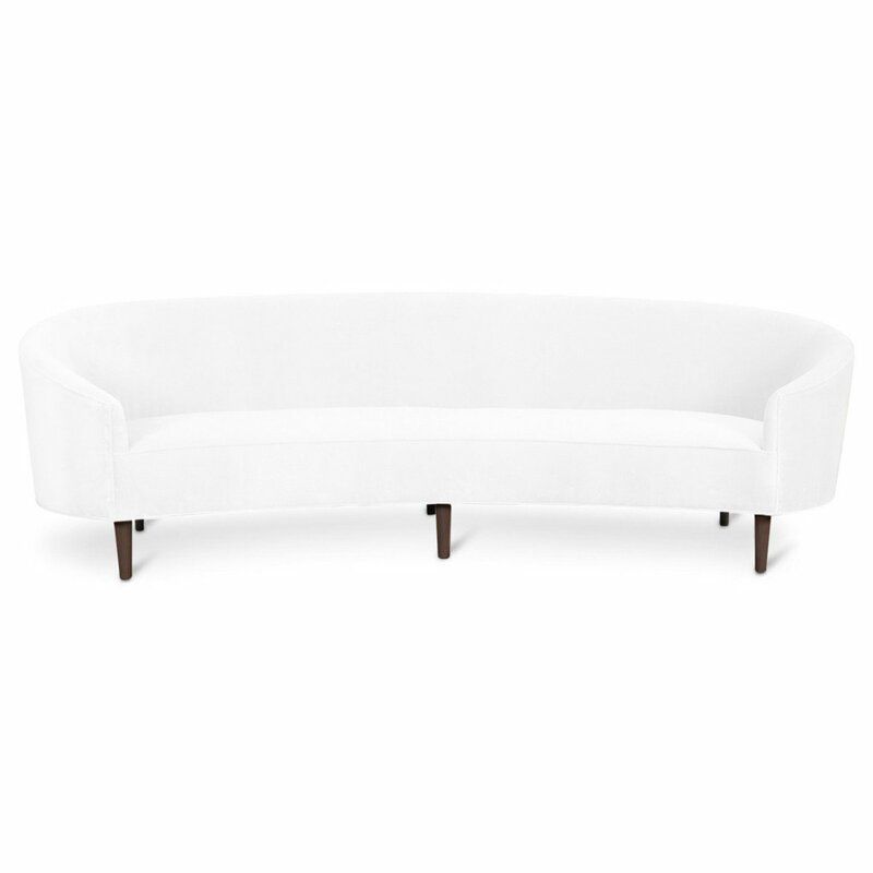 Art Deco Curved Sofa Upholstery: Snow