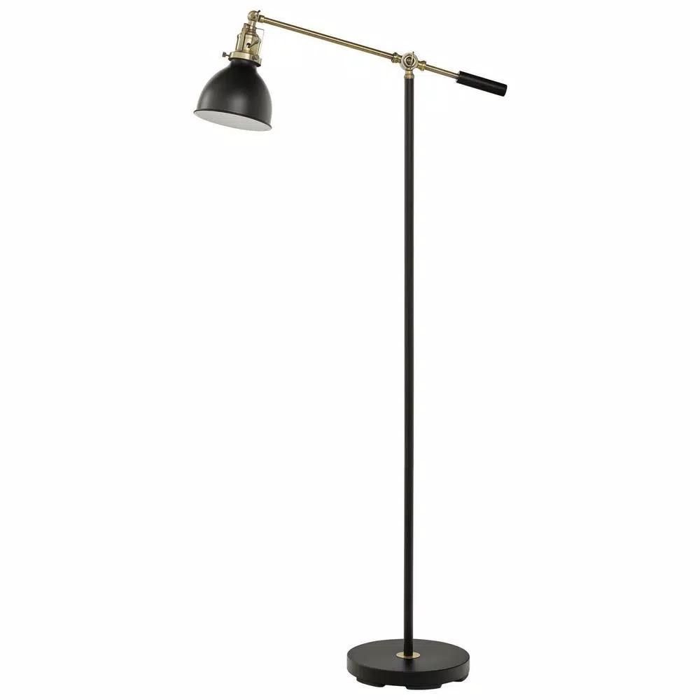 Hampton Bay 55 in. Black and Bronze Industrial Balance Floor Lamp with LED Bulb