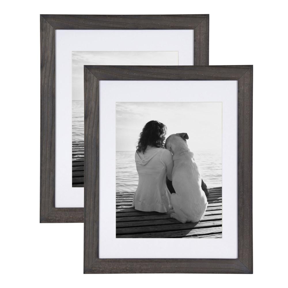 DesignOvation Museum 14x18 matted to 11x14 Gray Picture Frame Set of 2