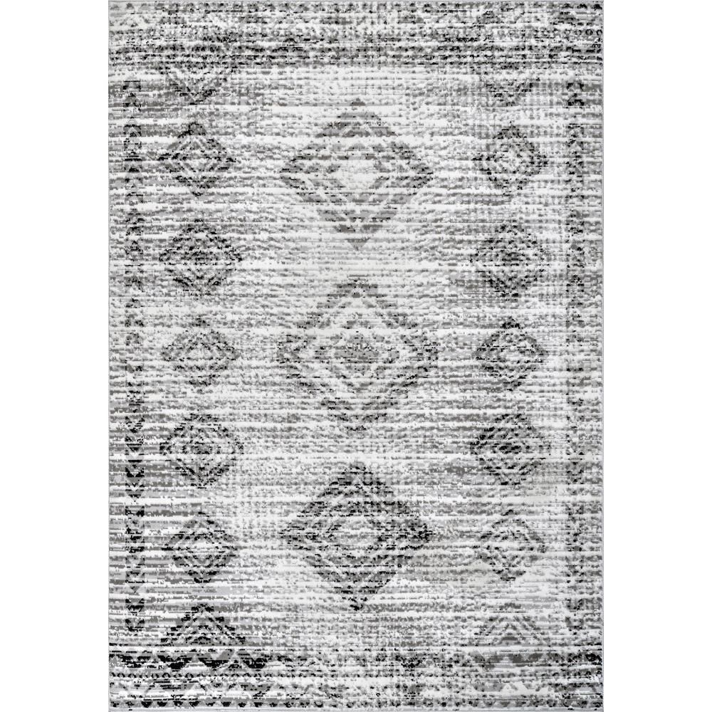 nuLOOM Presley Faded Aztec Gray 8 ft. x 10 ft. Area Rug
