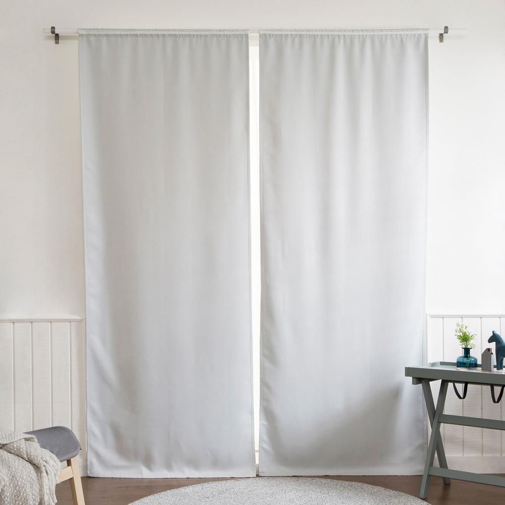 Best Home Fashion Blackout Window Curtain Liner 35 in. W x 80 in. L in Vapor (Set of 2)