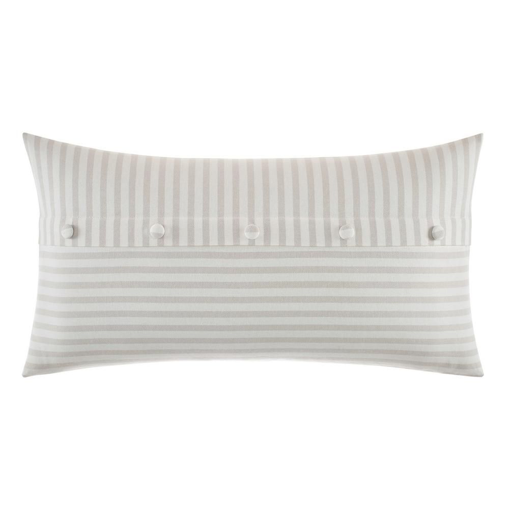 Nautica Saybrook Beige Cotton Button Decorative Pillow