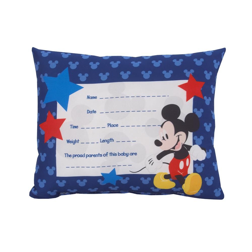 Disney Mickey Mouse Blue 4 in. L x 11 in. W Decorative & Personalized Birth Keepsake Throw Pillow