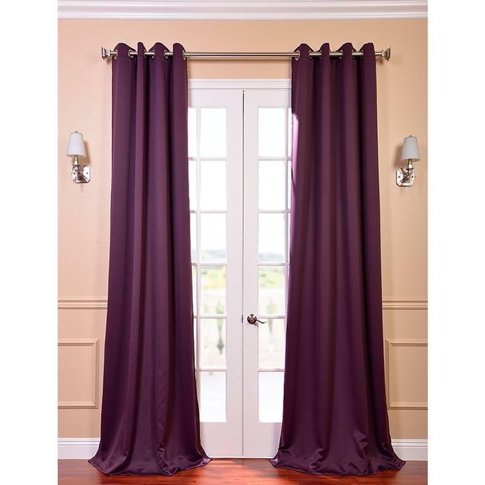 Exclusive Fabrics & Furnishings Semi-Opaque Aubergine Purple Grommet Blackout Curtain - 50 in. W x 96 in. L (Panel)