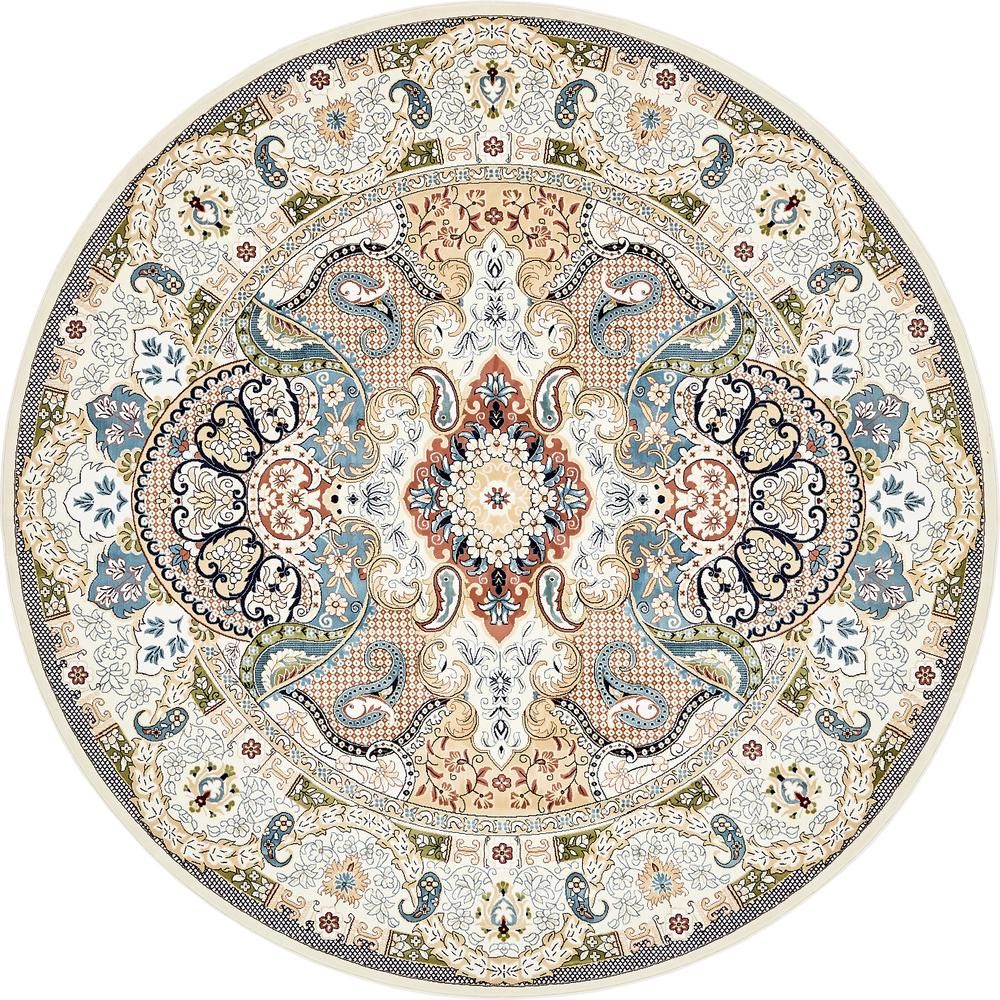 Tabriz Ivory 10 Ft X Round Area, 10 Ft Round Contemporary Rugs