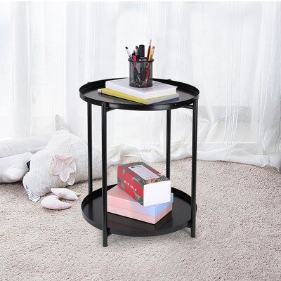 Tray Metal End Table Small Round Side, Small Round Side Tables Wayfair