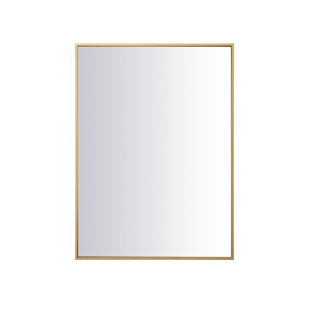 Elegant Furniture Timeless Home 36"H X 27"W Modern Rectangular Metal Framed Wall Mirror in Brass
