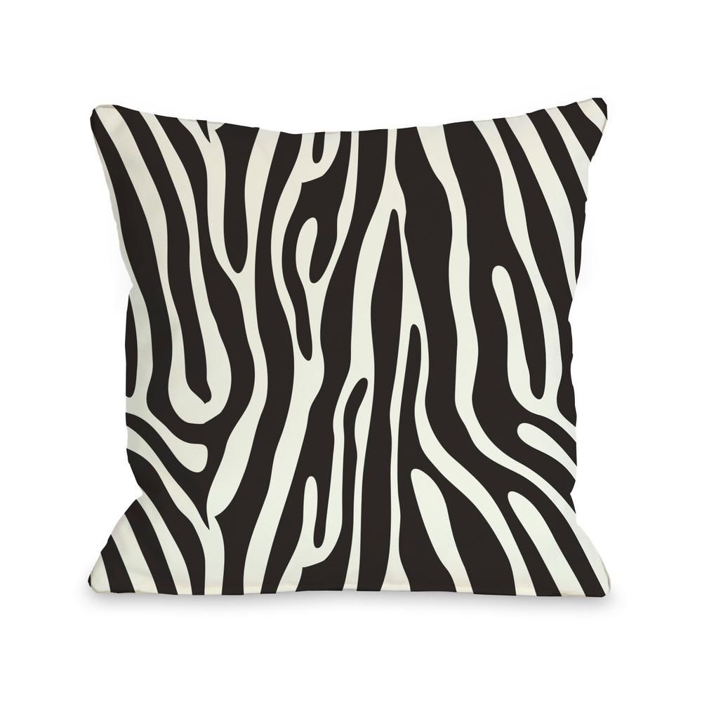 One Bella Casa Raffi Zebra 16 in. x 16 in. Decorative Pillow, Blacks