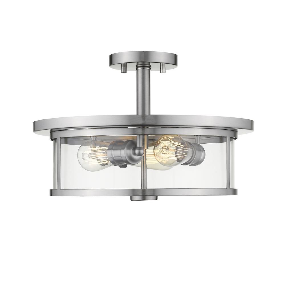 Filament Design 3-Light Brushed Nickel Semi-Flush Mount with Clear Glass Shade