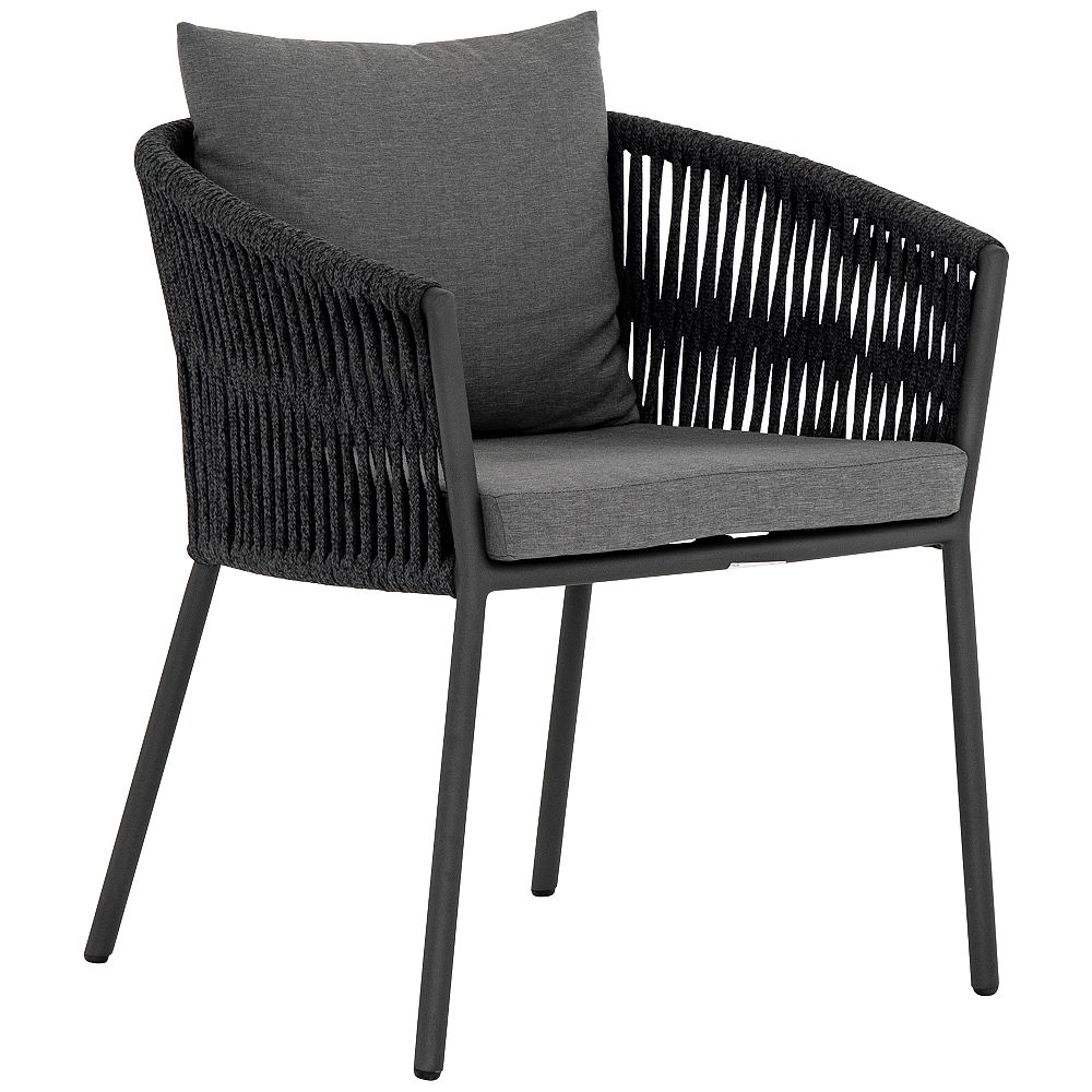 Porto Charcoal and Bronze Outdoor Dining Chair - Style # 89J92